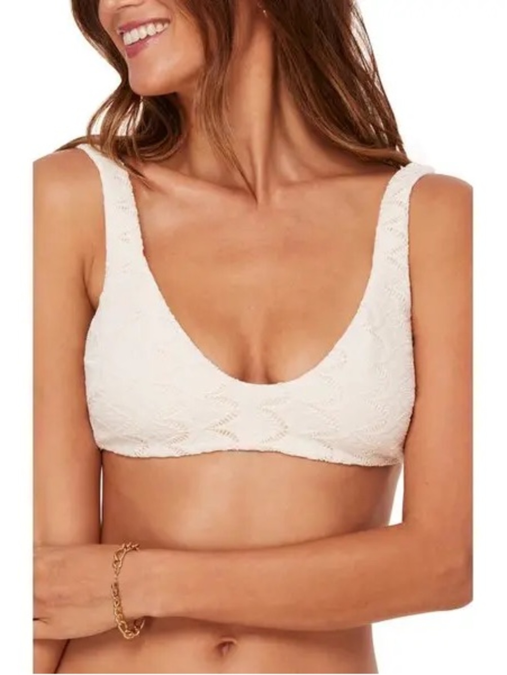 Andie • NWT Cream Textured Scoop neck Bikini top - padded